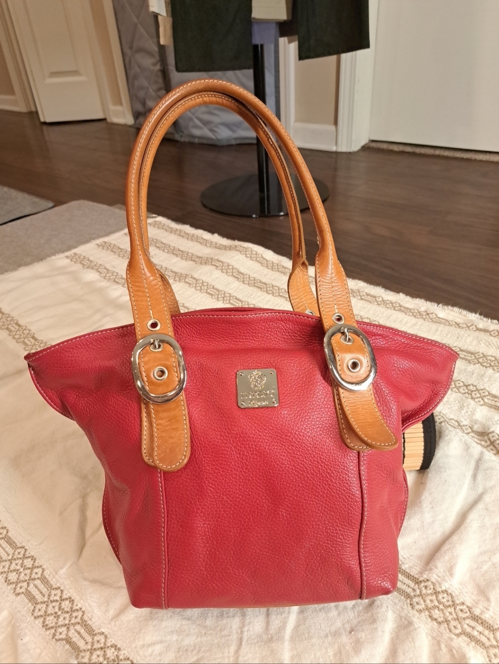 Vintage I Medici Red Genuine Leather Bag Made In Italy
